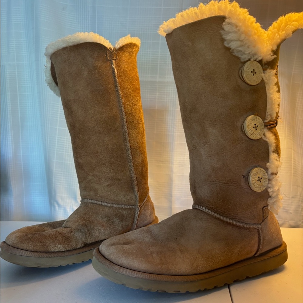 UGG Tan Shearling Button Boots